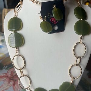 Paparazzi Olive and Gold Necklace Set
